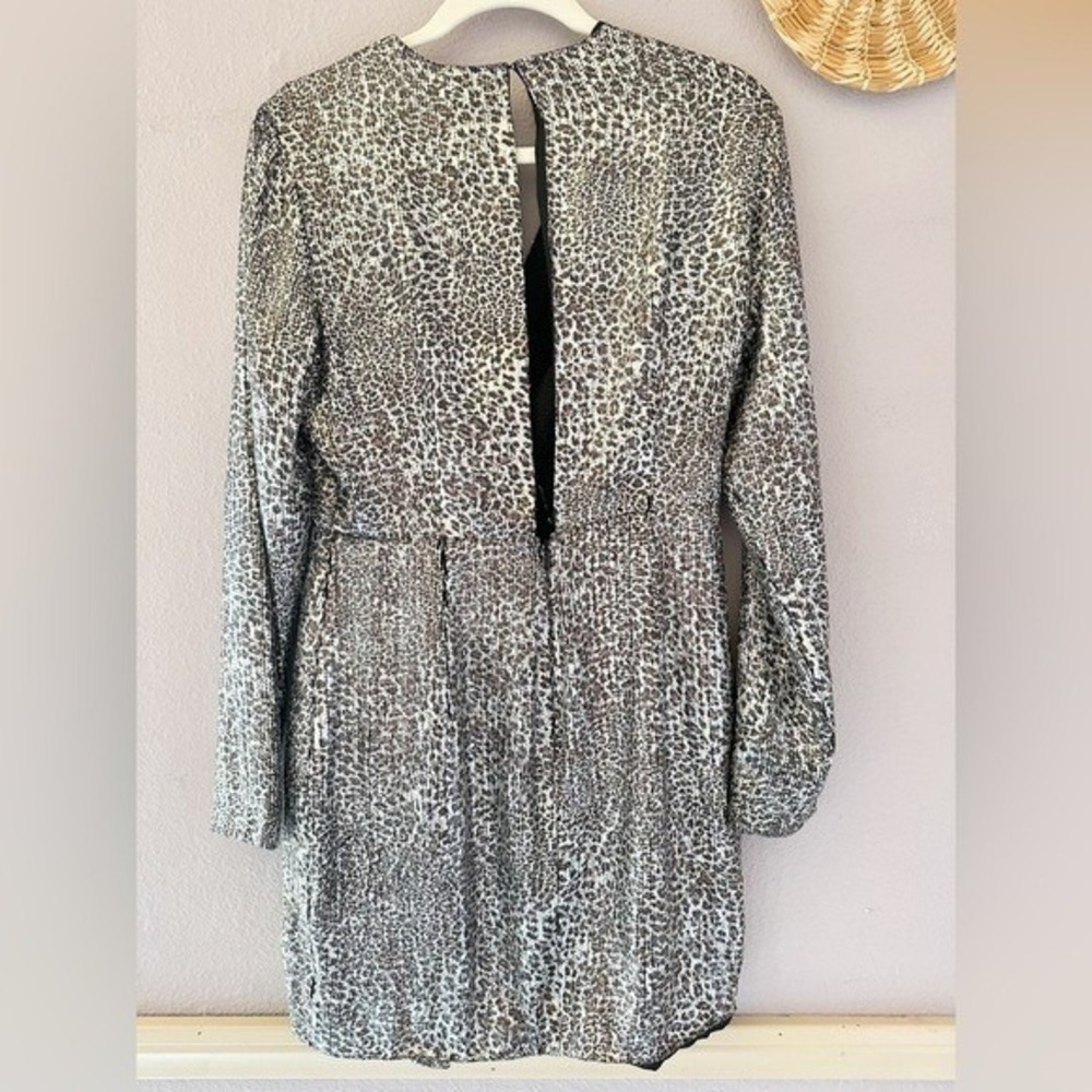 Ronny Kobo Jerry Leopard Print Dress Metallic Silver Size Small - Picture 6 of 6